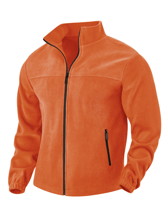 Herren nan warme Fleecejacke mit Reißverschluss, Stehkragen und Reißverschlusstaschen EB