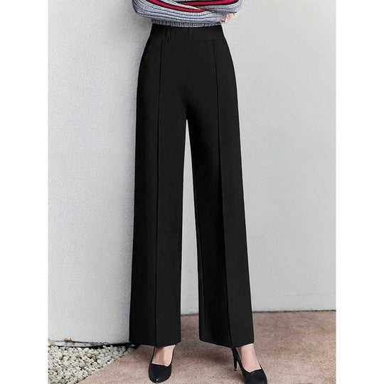 Damen Hochtaillierte Palazzo-Hose mit seitlichen Falten EB