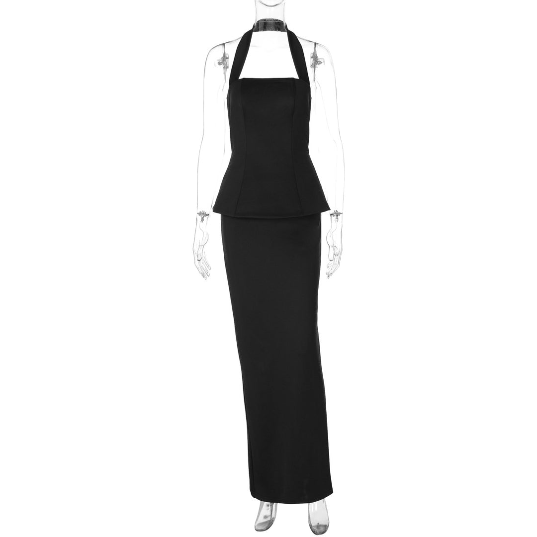 Damen Elegantes Maxikleid mit schmalem Schnitt und quadratischem Ausschnitt EB
