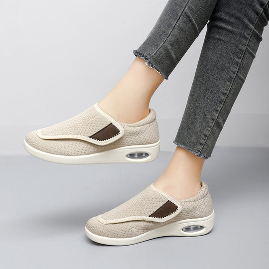 Damen Bequeme Slip-On Fitnessschuhe mit atmungsaktivem Mesh-Obermaterial EB