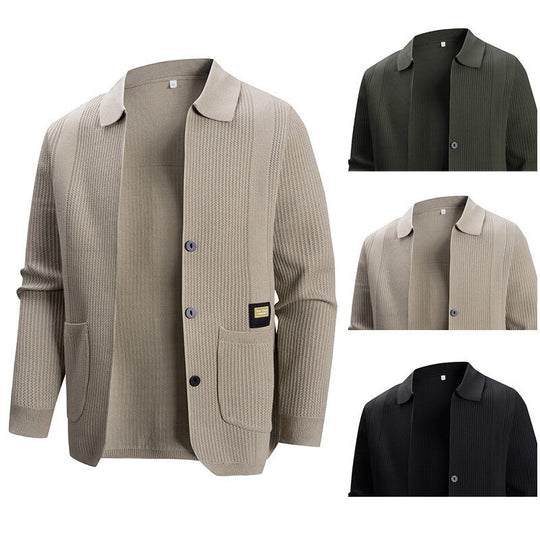 Herren Strickjacke mit modernem Rippmuster und praktischen Taschen EB