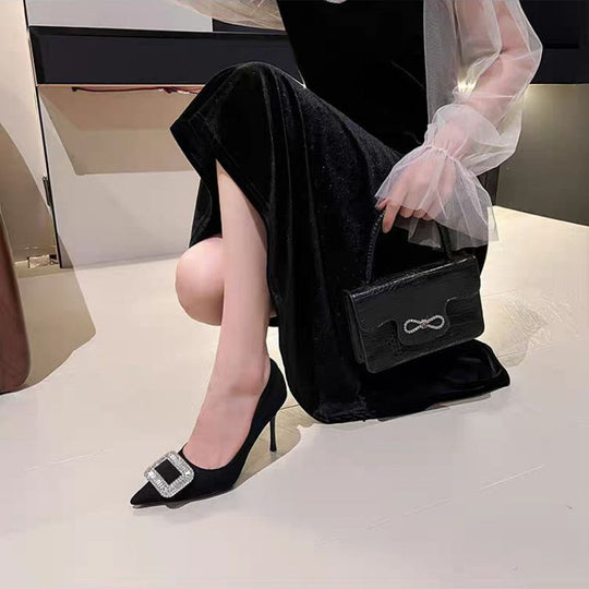 Damen elegante Stiletto-Pumps mit funkelnder Schnallenverzierung EB