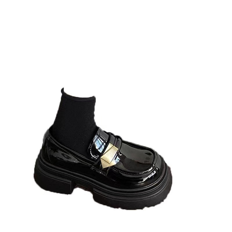 Damen Modische Loafers mit elastischem Socken-Ausschnitt und angesagtem Schnallen-Detail EB