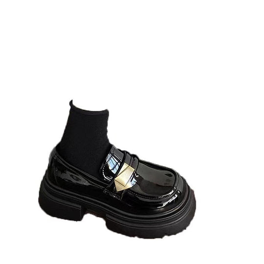 Damen Modische Loafers mit elastischem Socken-Ausschnitt und angesagtem Schnallen-Detail EB
