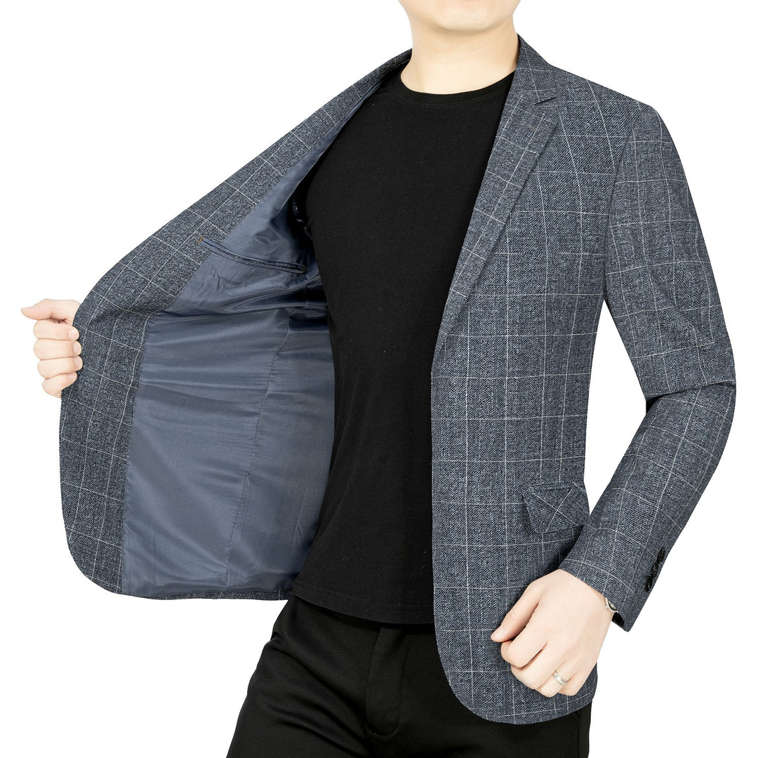 Herren Modernes Einreihiges City-Blazer mit aufgesetzten Taschen und leichter Halbfütterung EB