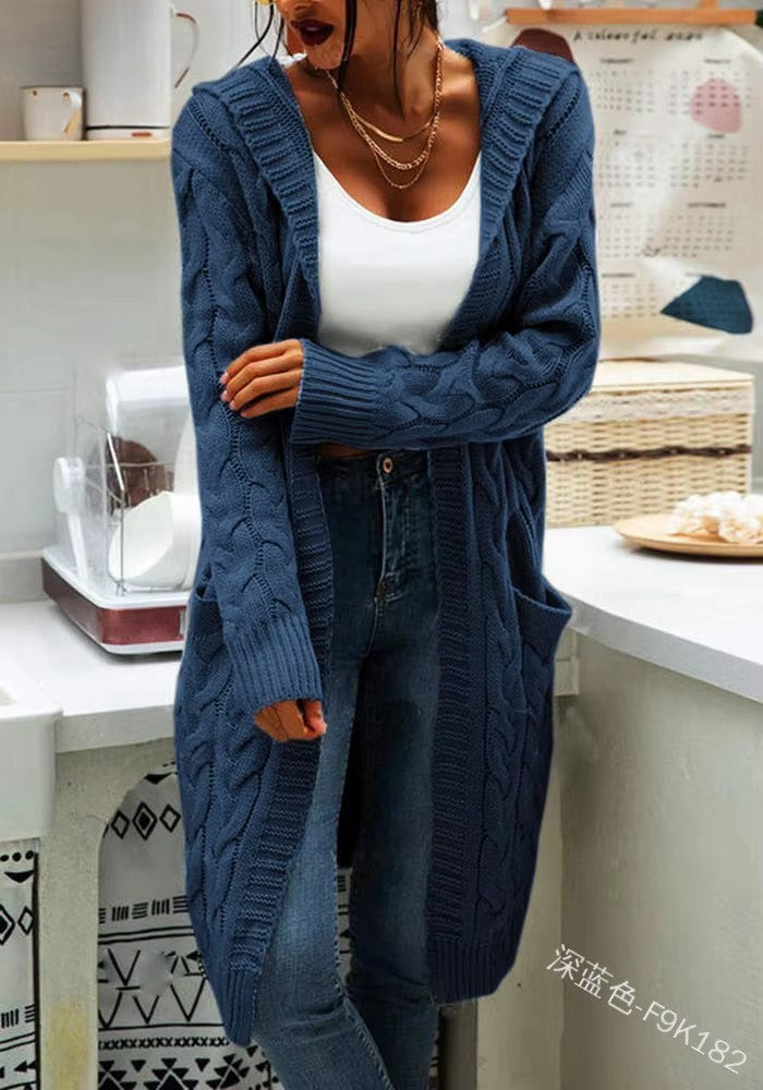 Damen Grobstrick-Cardigan mit offenen Ärmeln und praktischen Taschen EB