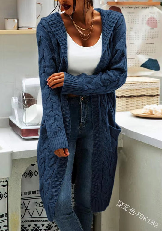 Damen Grobstrick-Cardigan mit offenen Ärmeln und praktischen Taschen EB