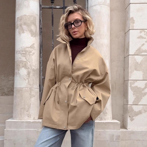 Damen urbane Übergangsjacke mit taillierbarem Kordelzug EB