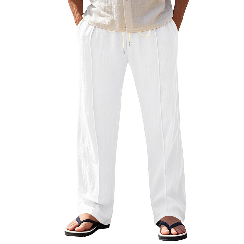 Herren Luftige Strandhose mit verstellbarem Kordelzug und seitlichen Taschen EB