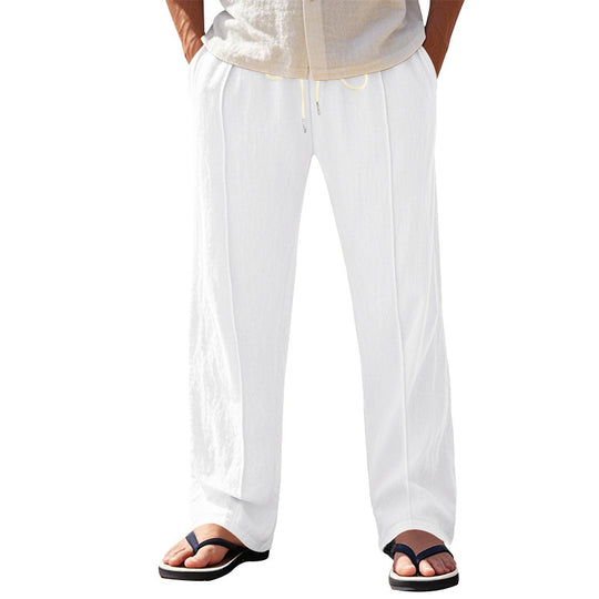 Herren Luftige Strandhose mit verstellbarem Kordelzug und seitlichen Taschen EB