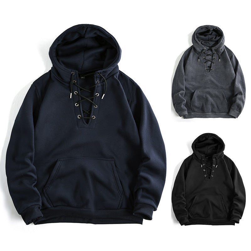 Damen Kapuzenpullover mit raffiniertem Schnürdesign und praktischer Kängurutasche EB