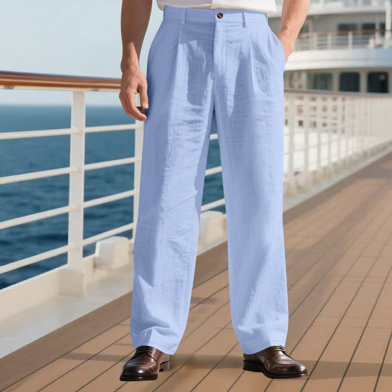 Herren elegante Freizeit-Hose mit weichem Stoff und weitem Schnitt EB