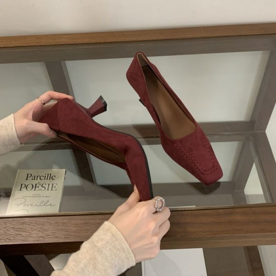 Damen elegante Ballerinas aus feinem Veloursleder EB