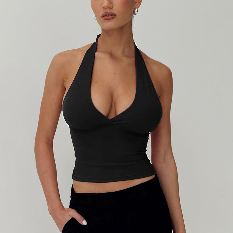 Damen Haltertop mit tiefem V-Ausschnitt EB