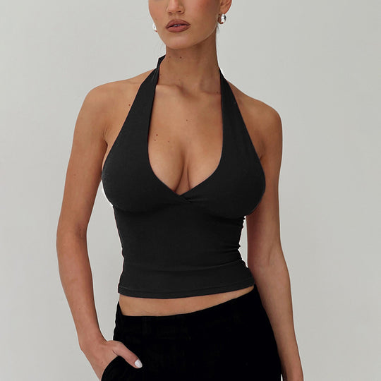 Damen Haltertop mit tiefem V-Ausschnitt EB