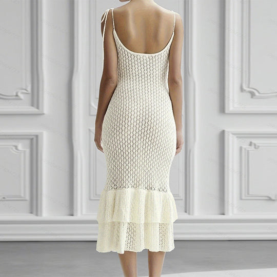 Damen Häkelkleid mit voluminösem Rüschenbesatz EB