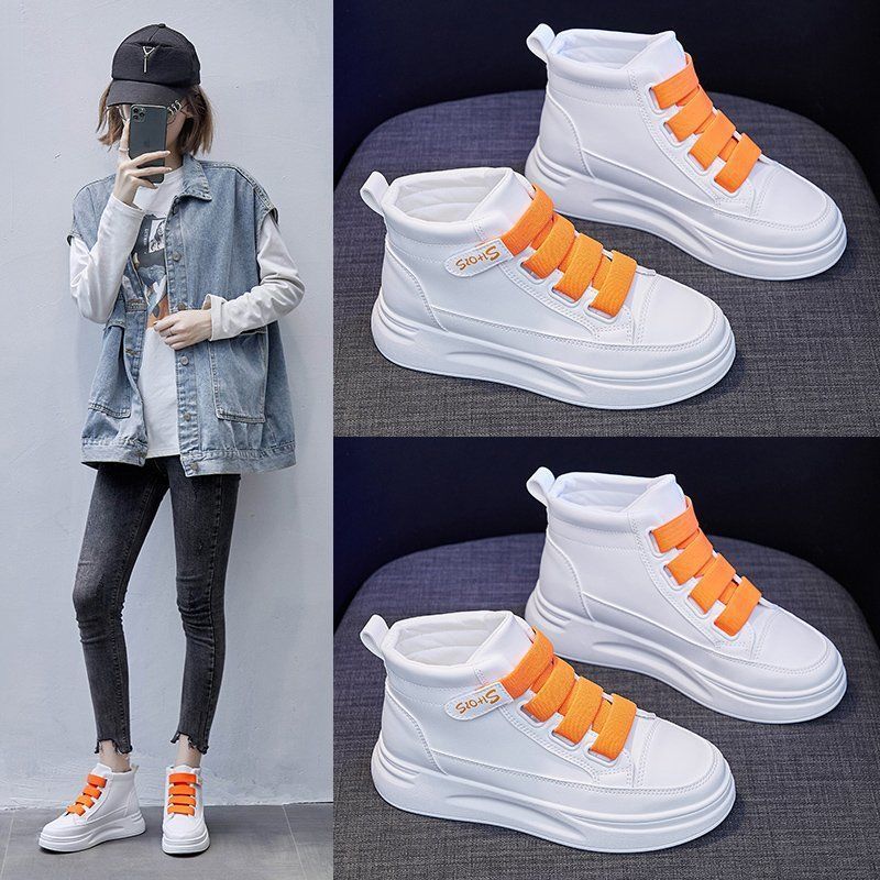 Damen High-Top Sneakers mit elastischem Klettverschluss und dämpfender Sohle EB