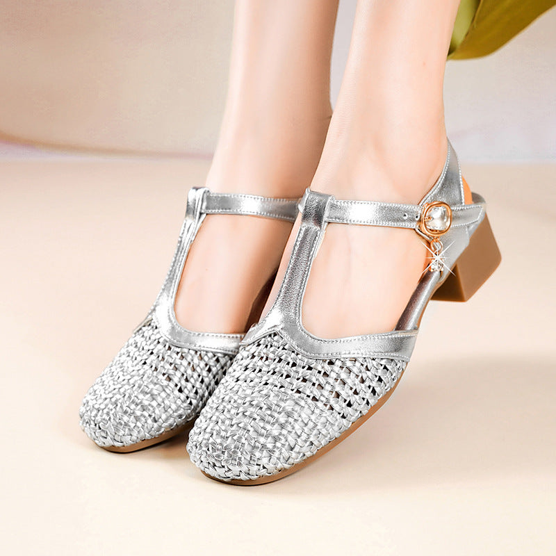 Damen Slingpumps mit eleganter Netzstruktur und modischem Riemen EB