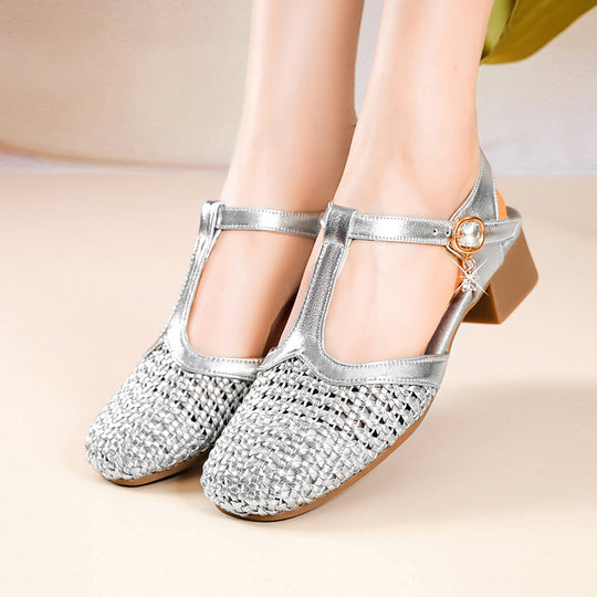 Damen Slingpumps mit eleganter Netzstruktur und modischem Riemen EB