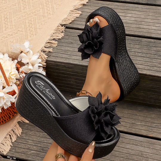 Damen Wedge-Pantoletten mit floralem Design und rutschfester Sohle EB