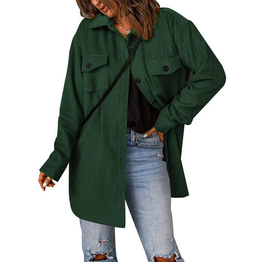 Damen Übershirt aus weichem Fleece mit Taschen und Knopfdetails EB