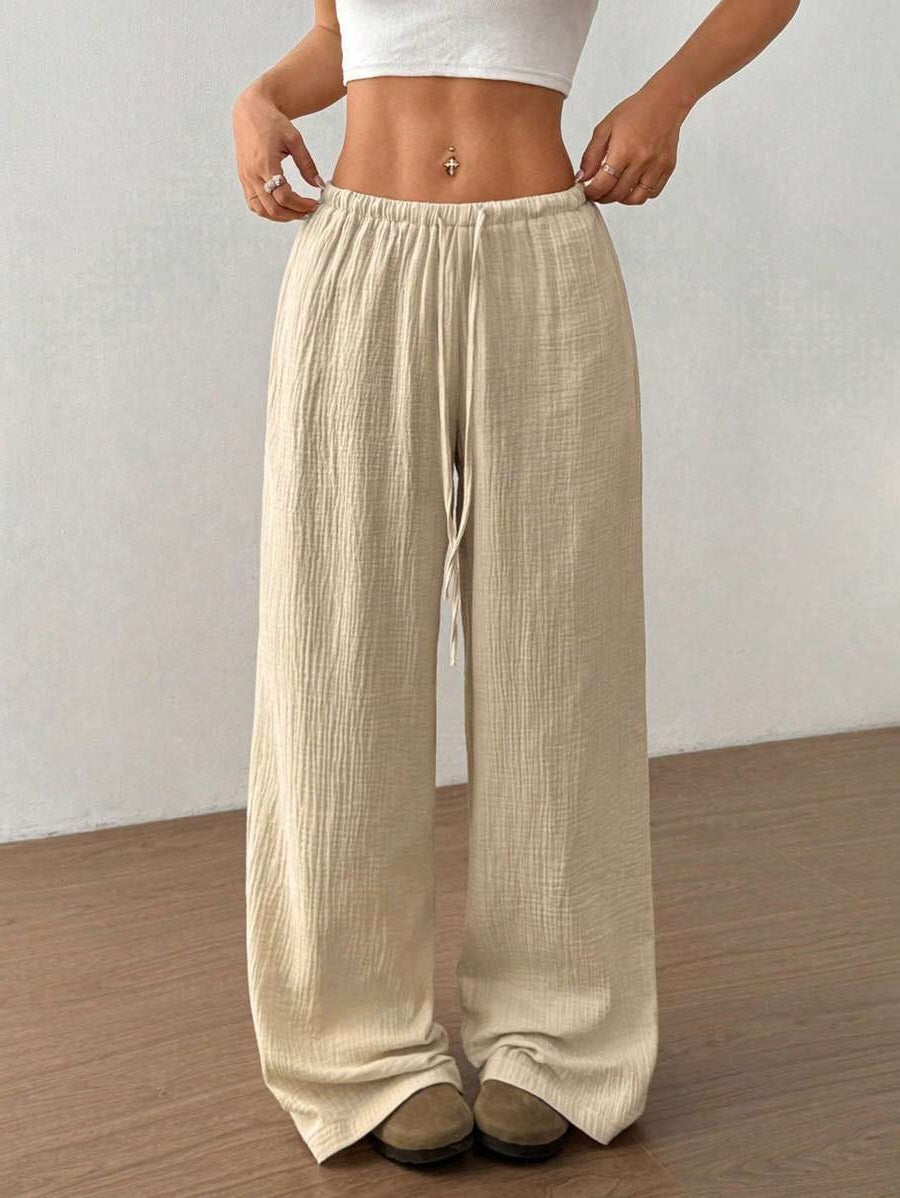Damen Weite Sommerhose mit elastischem Bund und lockerem Schnitt EB