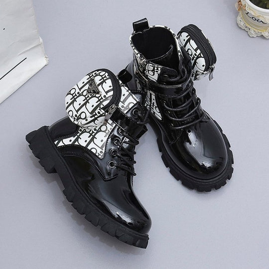 Damen Modische Schnürstiefel mit ausgefallenem Design und praktischen Taschen EB