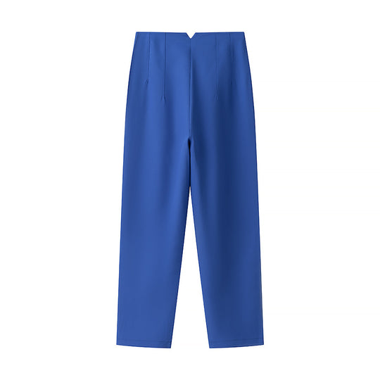 Damen elegante Hochbundhose mit feinen Falten und praktischen Taschen EB