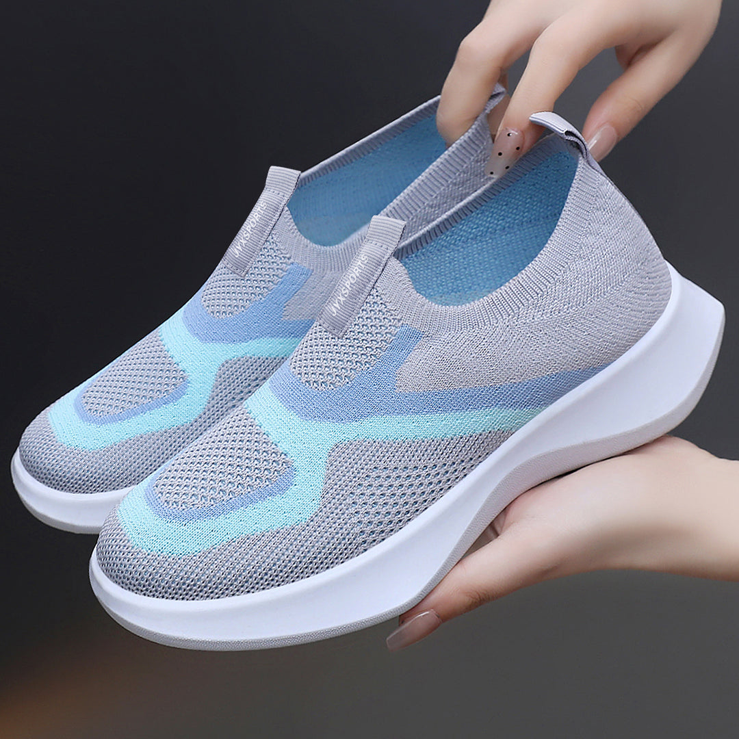 Damen Bequeme Slip-On Sneakers mit innovativem Strickdesign EB