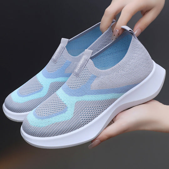 Damen Bequeme Slip-On Sneakers mit innovativem Strickdesign EB