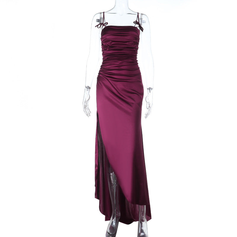 Damen Maxikleid mit raffinierten Falten und charmanten Spaghettiträgern EB