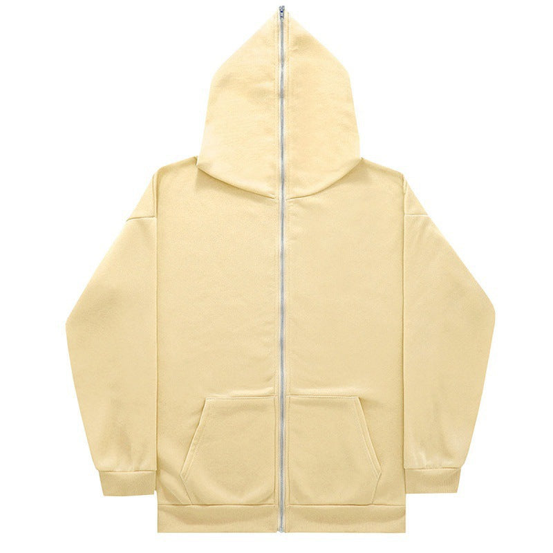 Unisex nan minimalistisch strukturierter Kapuzenzipper mit spitzer Kapuze, Kängurutasche und verstärkten Bündchen EB