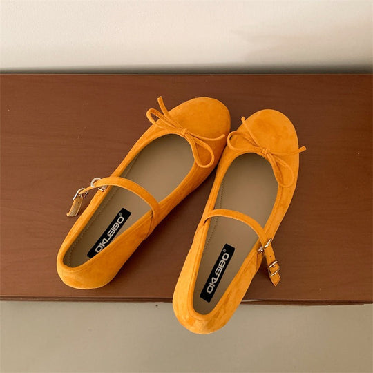 Damen Ballerinas mit verstellbarem Riemen und dekorativem Schleifenakzent EB