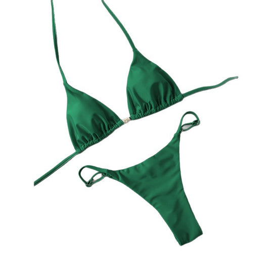Damen Triangel-Bikini-Set mit verstellbaren Trägern und nahtlosem Design EB