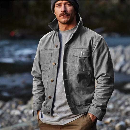 Herren leichte Utility-Jacke mit praktischen Taschen und stylischem Stehkragen EB