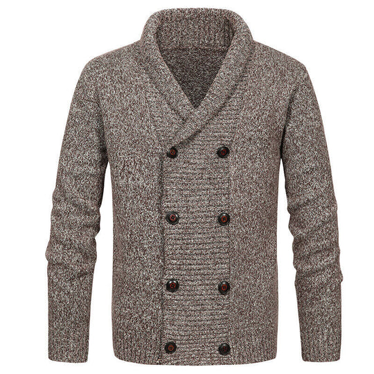Herren nan Strickjacke mit Schalkragen und doppelter Knopfleiste EB