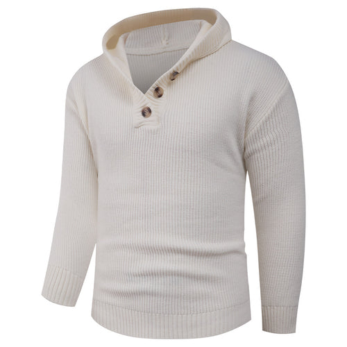 Herren Pullover mit Schalkragen und Holzknöpfen EB