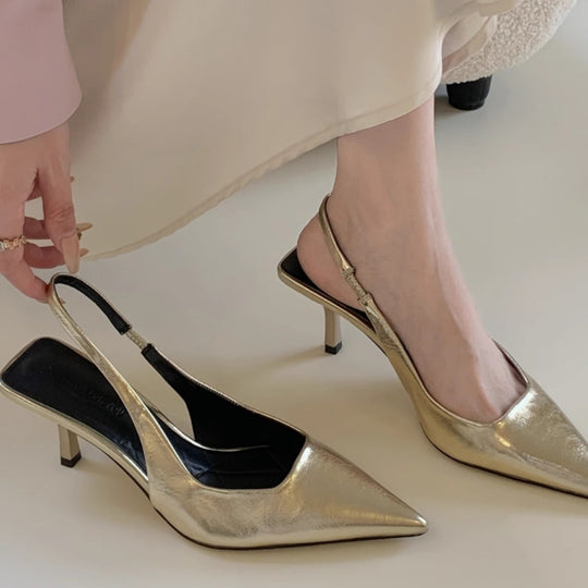Damen elegante Slingback Pumps mit spitzem Design EB