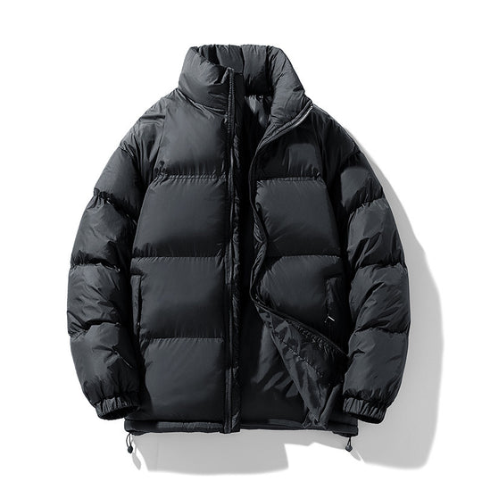 Herren gesteppte Thermo-Daunenimitat-Jacke mit hohem Stehkragen und Kordelzug EB