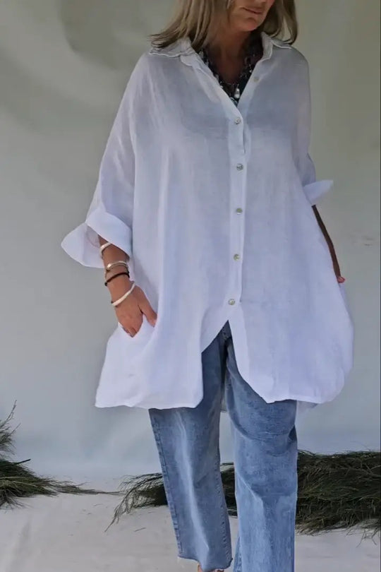 Damen lässiges Blusenkleid mit modischem Knopfverschluss EB