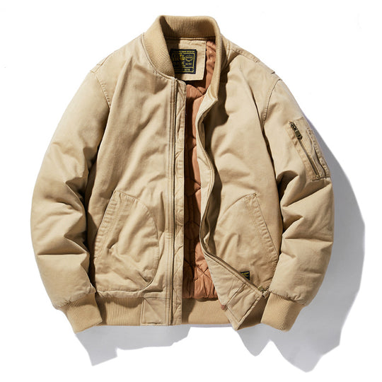 Men's  urban patched utility zip-up bomber with sleeve pen pocket EB