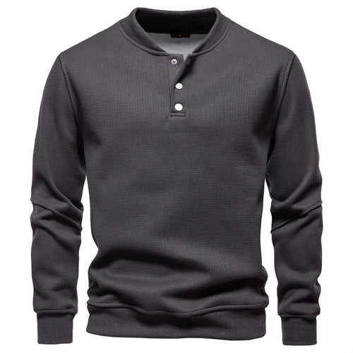 Herren Langarm-Pullover mit Knopfleiste und strukturiertem Gewebe EB