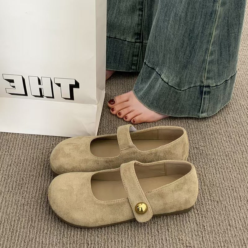 Damen Komfortable Ballerinas mit elegantem Knopfdetail EB