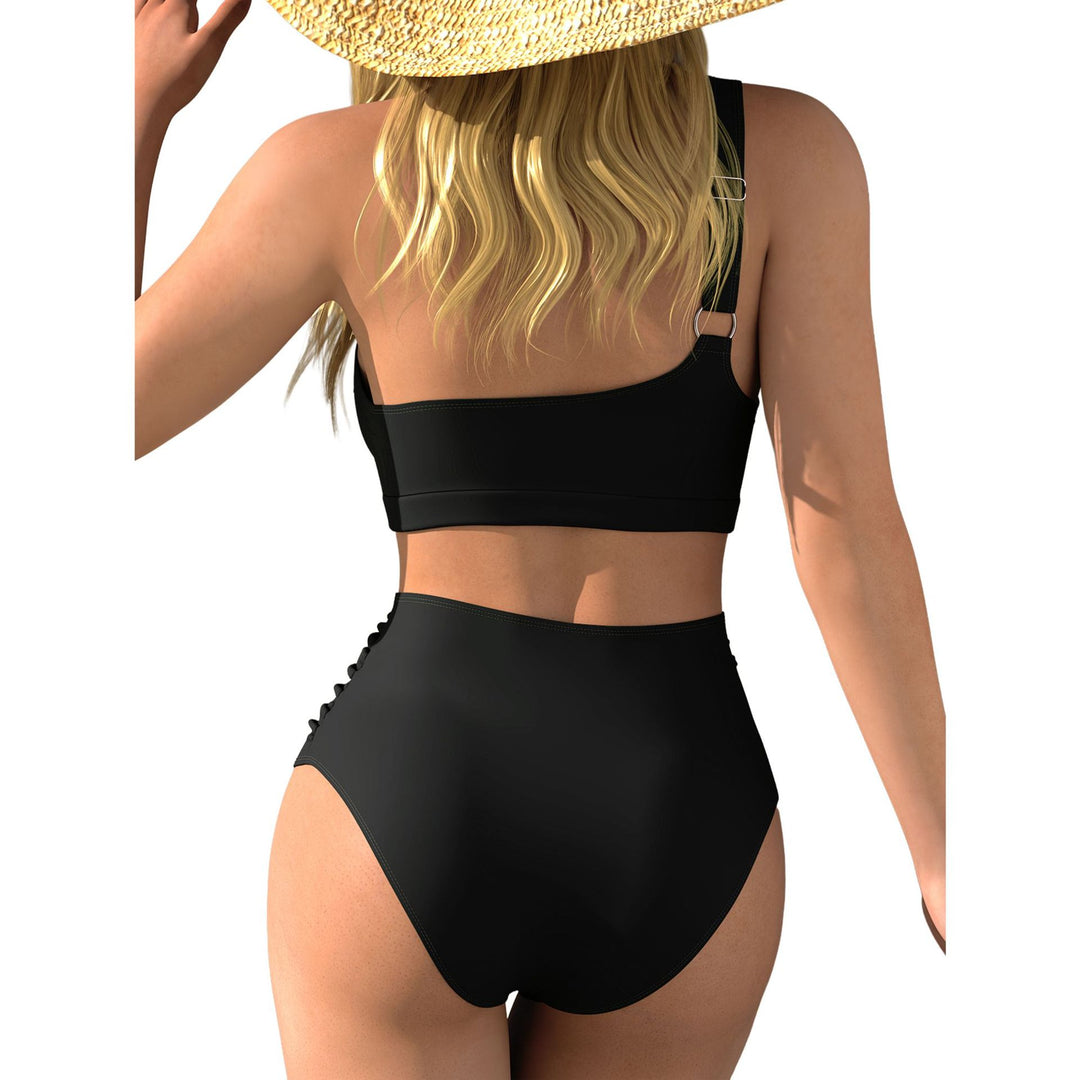 Damen Hochgeschnittener Bikini mit asymmetrischem Oberteil EB