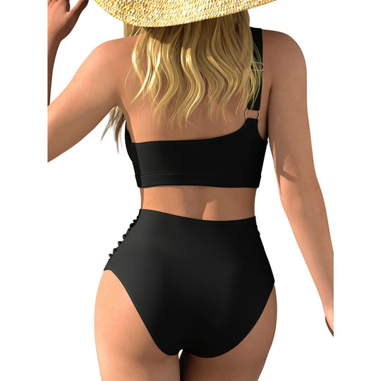 Damen Hochgeschnittener Bikini mit asymmetrischem Oberteil EB