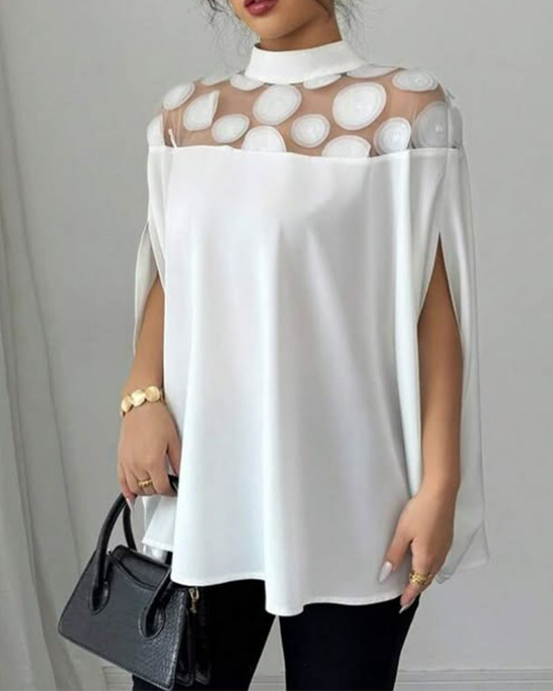 Damen moderne Bluse mit transparentem Schulterdesign Heidi-Mode