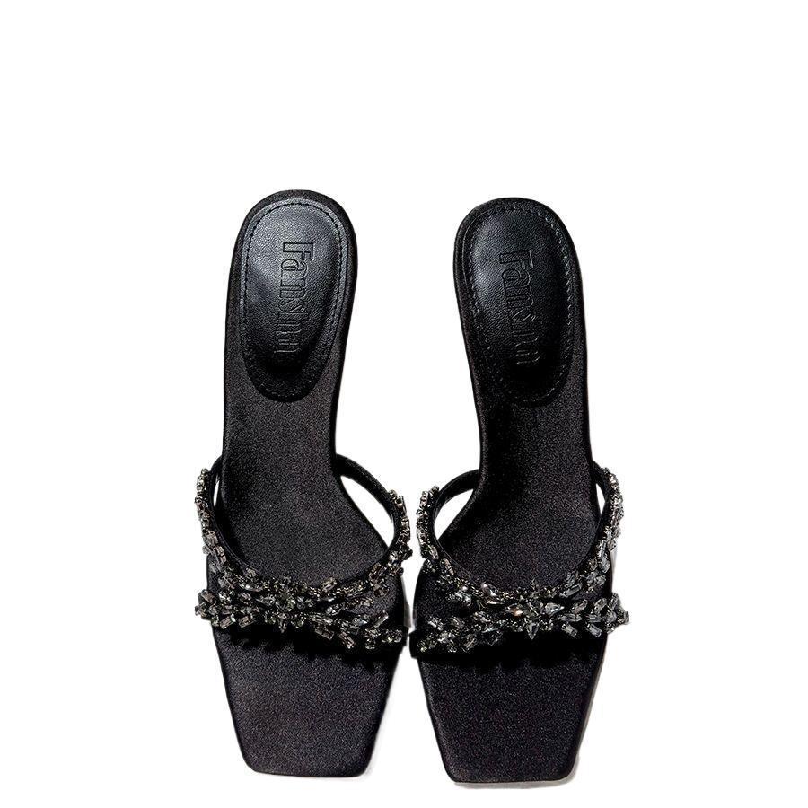 Damen Elegante High-Heel Sandalen mit funkelnden Strassdetails EB