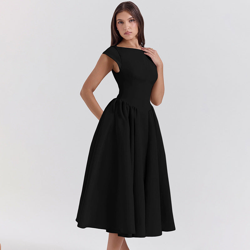 Damen Midi-Kleid mit elegantem A-Linien-Schnitt und raffinierten Falten EB