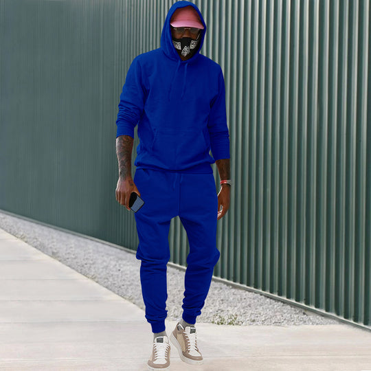 Herren nan lässiges Hoodie- und Jogging-Set aus French Terry mit Kängurutasche, gerippten Bündchen und elastischem Tunnelzugbund EB
