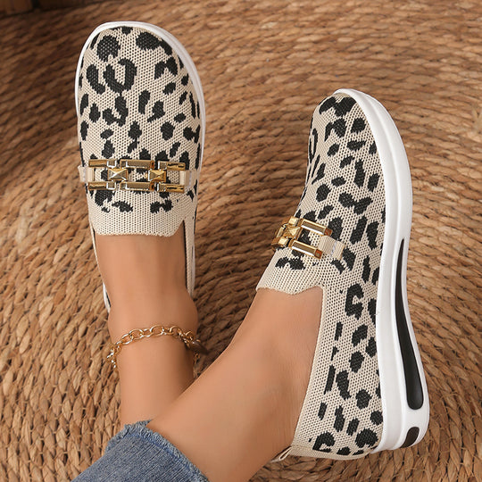 Damen Modische Slip-On Sneakers mit Animal-Print und komfortablem Fußbett EB